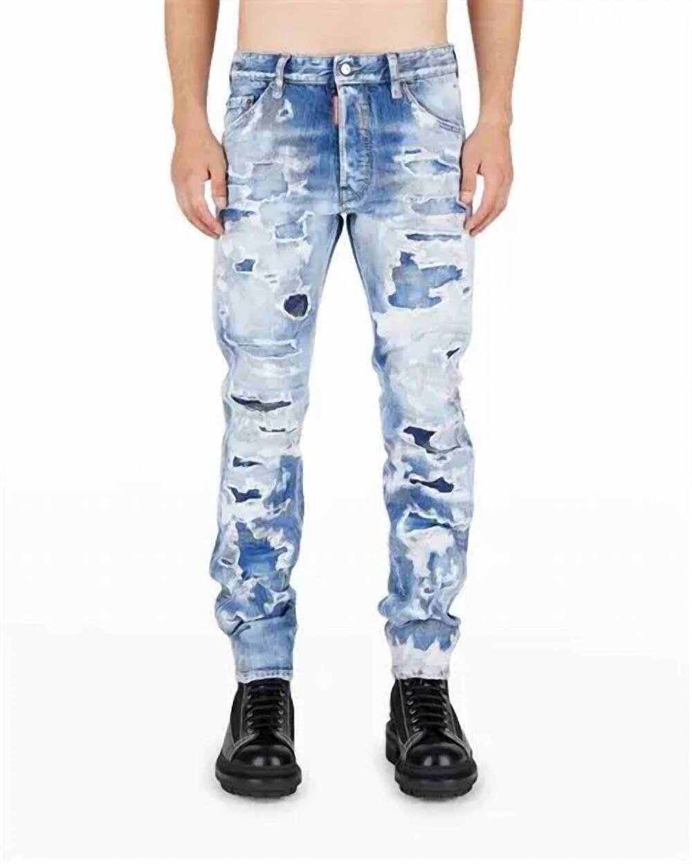 NEW DSQUARED2 light camo glitter wash cool guy jeans in blue